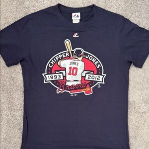 Braves Majestic Chipper Jones Final Season Shirt - Size M Unworn Very Rare New